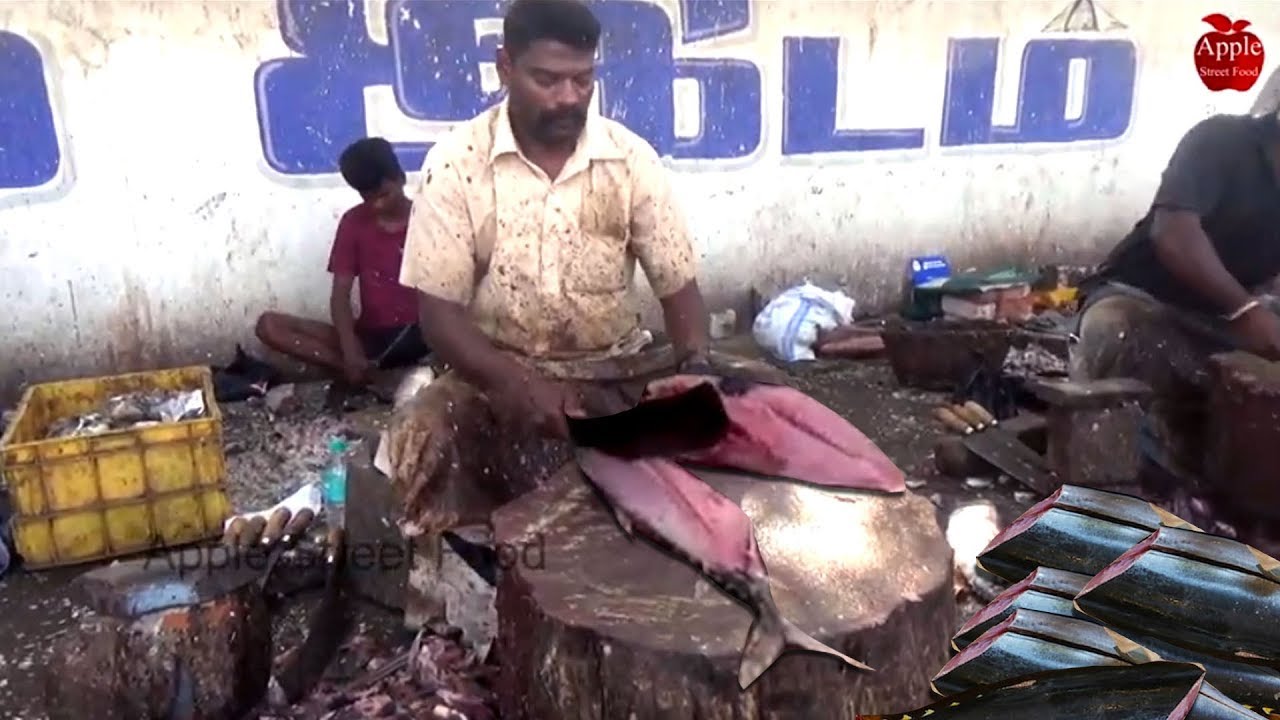 Tuna fish cutting | Fish Cuting Skils | Fisher man Cutting | APPLE STREET FOOD