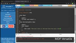 How to create a Virtual Function Programme in C++ Programming Language - MDP Versatile