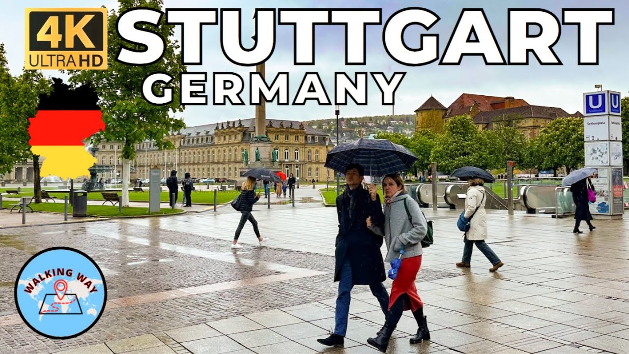 Stuttgart, Germany Walking Tour (Walk under the Rain 🌨☂) - 4K 60fps ...
