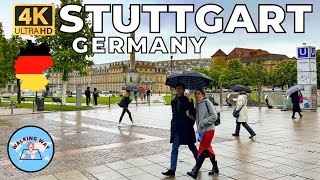 Stuttgart, Germany Walking Tour (Walk under the Rain 🌨☂) - 4K 60fps with Immersive Sound & Captions