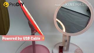 LED Lighted Adjustable Angle Removable Cosmetic Make Up Mirror With Round Tray Illuminated Mirror screenshot 1