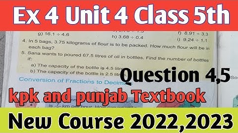 Exercise 4 Unit 4 Decimals and Percentage Question 4 and 5| | Class 5th Math PTB SNC