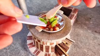 Make a mini stove with mini red bricks and cement so simple and beautiful