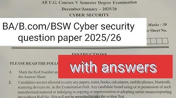 BA /B.COM/BSW cyber security question paper 2025/26 with answers. #5thsemester #5thsemcybersecurity 