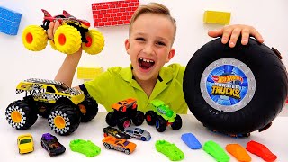 Влад и Никита играют с игрушечными машинками | Hot Wheels Monster Trucks screenshot 4