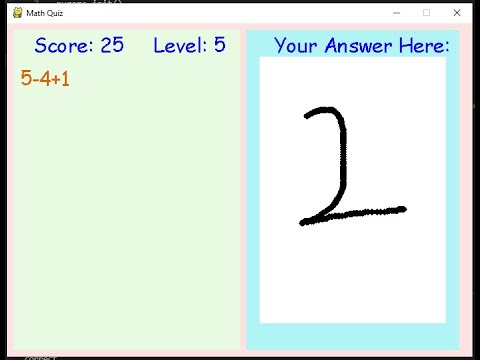 Math Quiz  For Kids (Pygame, OpenCV, MNIST, Digit Recognition, Deep learning)