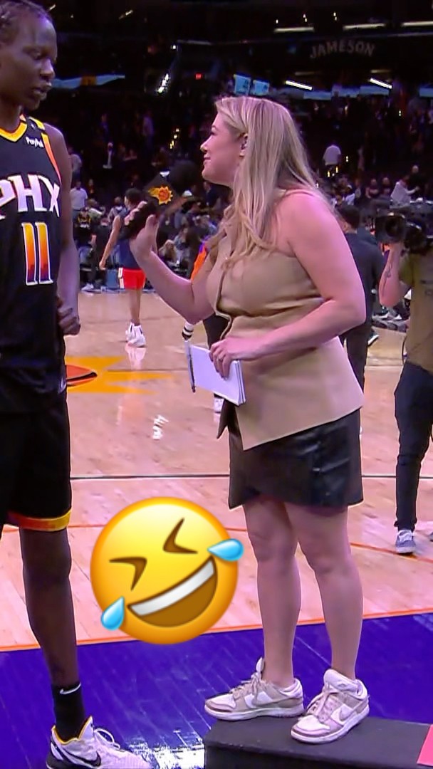 She had to get on a stool to interview Bol Bol ?