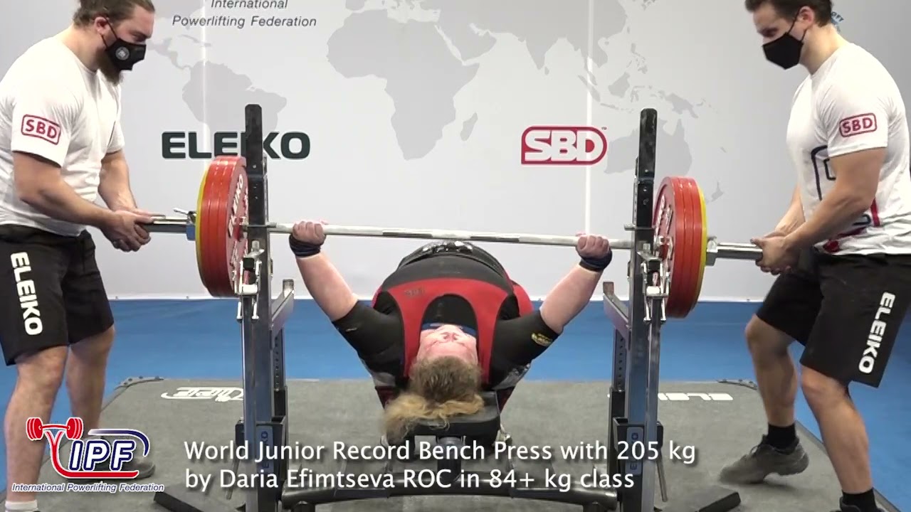 World Junior Record Bench Press with 205 kg by Daria Efimtseva ROC in