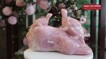 Tượng Rùa Phong Thủy Đá Thạch Anh Hồng May Mắn, Tài Lộc - Ngọc Cát Tường