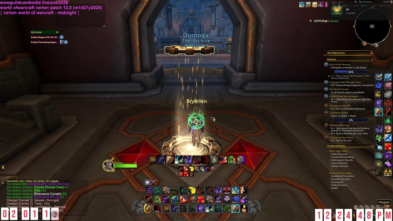 WoWGuild-Battle.net-Gameplay's Live broadcast World of warcraft update12.0.0 -D21M01-Y2026