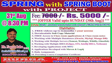 SPRING with SPRINGBOOT (with PROJECT)  Youtube Live Stream by Nagoor Babu Sir