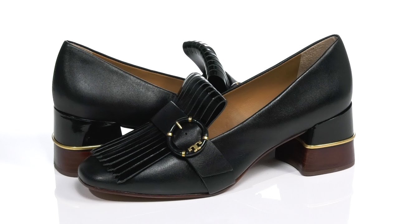 Tory Burch Multi Logo Kiltie Heeled Loafer SKU: 9677417 - YouTube