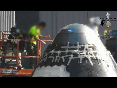 Starship 20 Nose Cone TPS Tile Install 4K Star Ship SN20 S 20 SpaceX Boca Chica TX Starbase Star