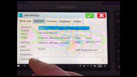Setting up a new Job File in Carlson SurvCE GPS and  change projection