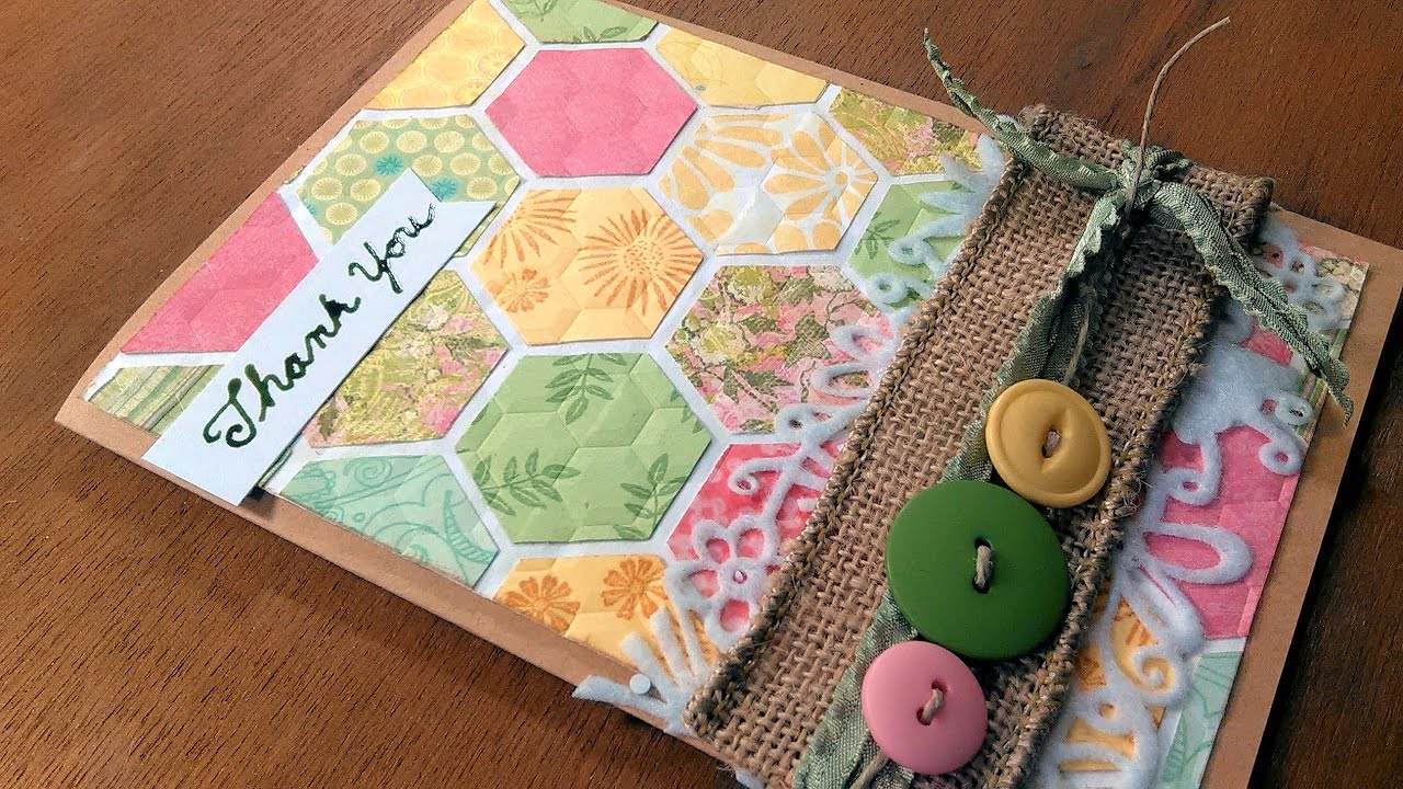 Paper Pieced Embossed Background Card // Stash Buster Stamp School my crafting channel shop