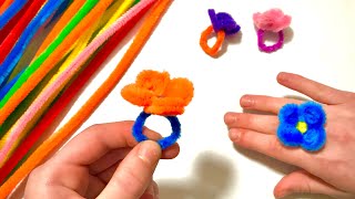 ПОДЕЛКИ из Пушистой Цветной проволоки Как сделать КОЛЕЧКО ПОШАГОВО / DIY fluffy wire ring