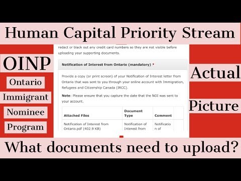 OINP| Human Capital Priority Stream| Documents to Upload