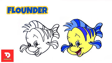 HOW TO DRAW FLOUNDER | THE LITTLE MERMAID