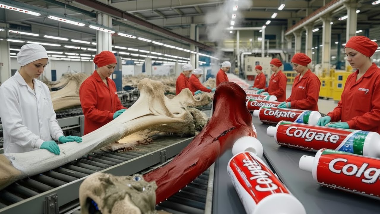 За кулисами производства зубной пасты | От костей животных до зубной пасты (полный процесс)