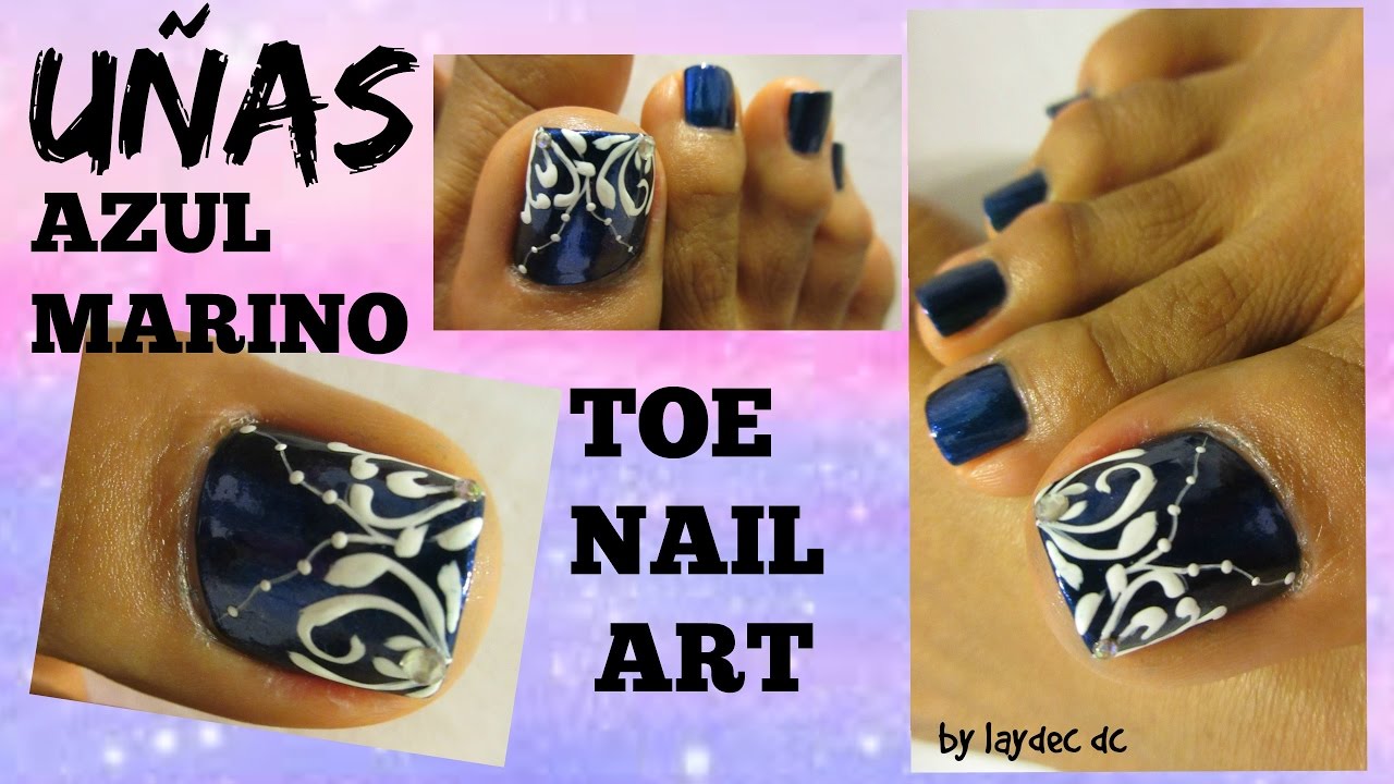 Uñas de los Pies decoradas color Azul marino/Easy design ...