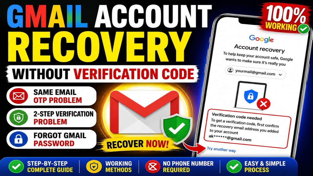 How to recover Gmail account without verification code | Same Email OTP ...