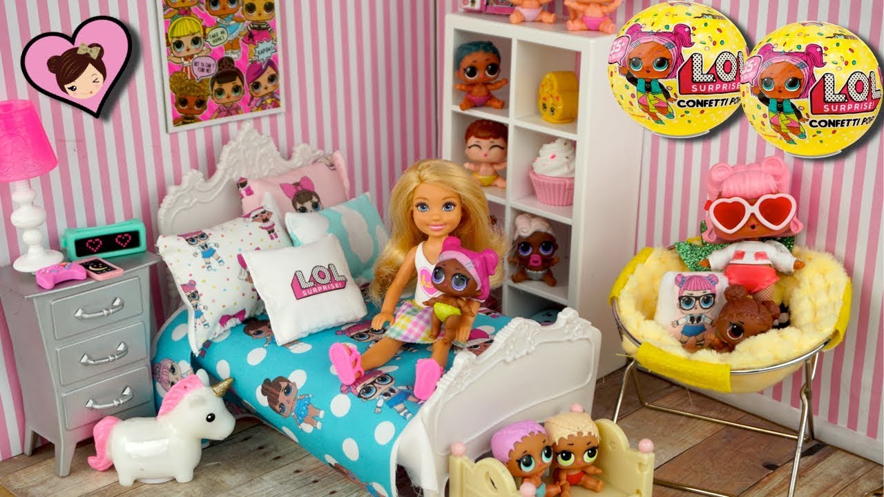 Barbie Doll LOL Surprise Themed Bedroom Tour & New LOL Confetti Pop ...