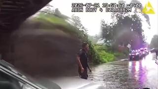 BODYCAM VIDEO: Milford officers smash window to rescue trapped occupants as car fills with water
