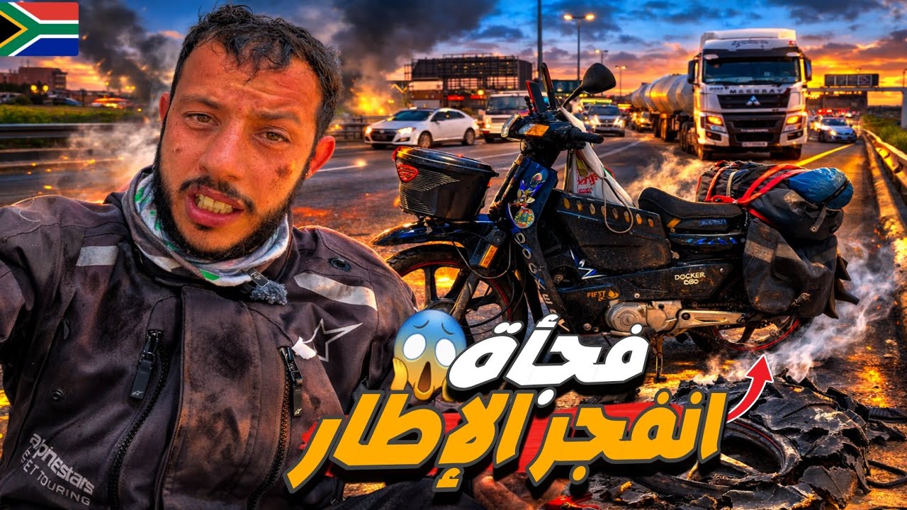 إفريقيا 141: انفجر إطار دراجتي وسط الشاحنات في الطريق السريع بجنوب إفريقيا