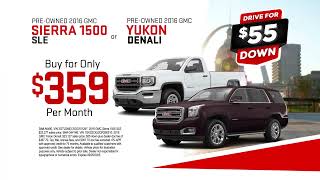 Get a Sierra 1500 or Yukon Denali for only three fifty-nine a month!