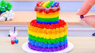 Perfect Miniature Rainbow ChocoDrip Buttercream Cake Tiny Rainbow Cake