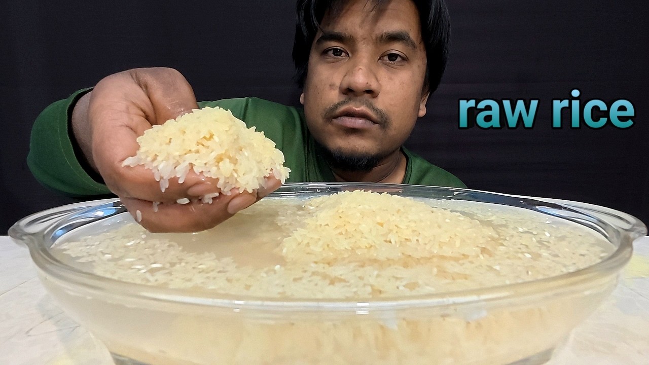 HARD RAW RICE & WATER EATING 😋 WITH HANDS ️ | RAW RICE ASMR MUKBANG ...
