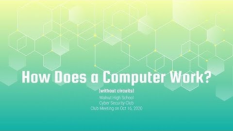 (3) 2020/10/16: How Does a Computer Work?
