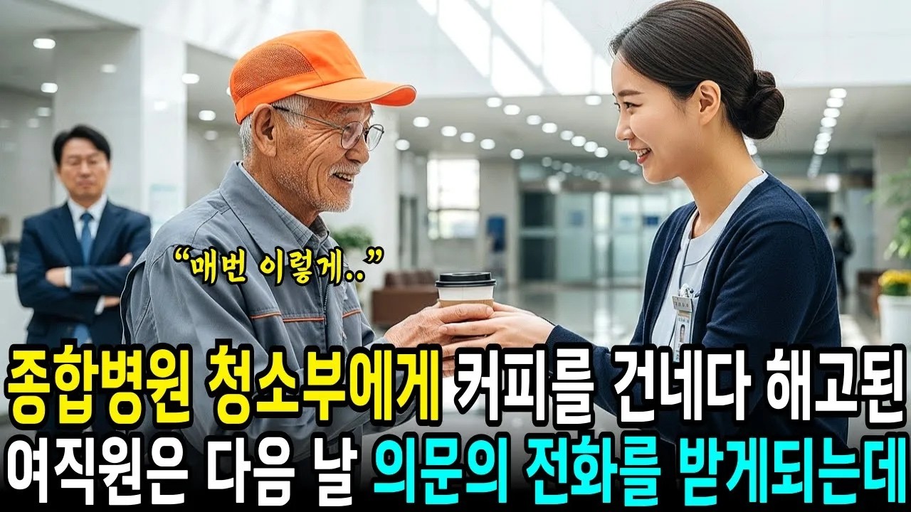 병원 청소부 할아버지에게 커피를 건네다 해고된 계약직 여직원 얼마뒤 본인이름이 적힌 알수없는 문자를 받게되는데  사연라디오  오디오북  삶의지혜