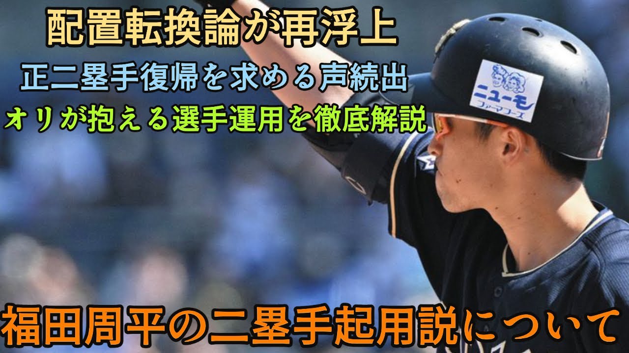 【内外野への影響絶大!?】福田周平の二塁手復帰説浮上!?オリが抱える超複雑な選手運用問題について【オリックスバファローズ】 - YouTube