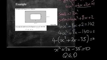 Forming and solving quadratic equations for area and perimeter questions. A higher GCSE topic