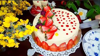 #recette_rapide #tarte #fraisier وصفة le fraisier  الكيك الفريزي بكريمة رائعة 