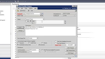 Microsoft Dynamics GP - How to build payable cheque batches