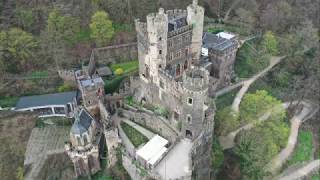 Castles on the Rhine, Burg Rheinstein & Reichenstein Castle shot with MAVIC PRO 2