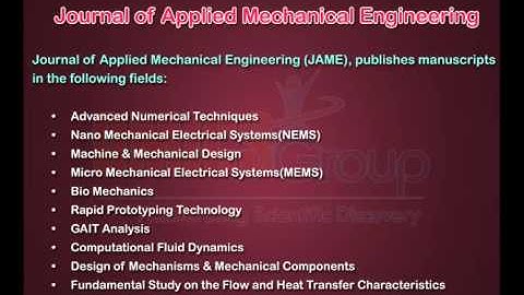 Journal of Applied Mechanical Engineering OMICS Publishing Group
