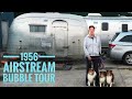 Tour  vintage 1956 airstream bubble   new life  out of office camping