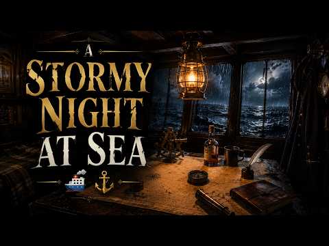 Fall Asleep on a Sailing Ship | Stormy Night at Sea 🚢⚓ 3 Hours Deep Sleep with Ambient Music & Waves