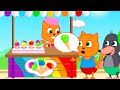 Familia de Gatos - Colorido Helado Favorito Dibujos Animados Para Niños