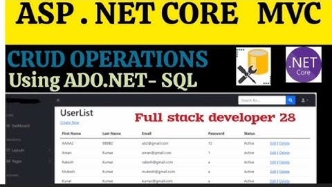 CRUD Operations Using ASP.NET Core  MVC without Entity Framework | SQL Server  | ADO.NET