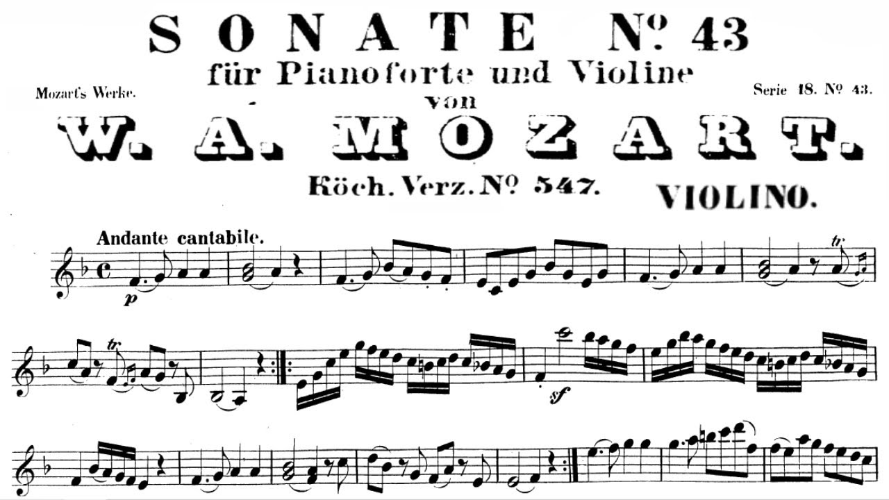 Mozart, Violín Sonata no. 43, K 547 in F major | Piano