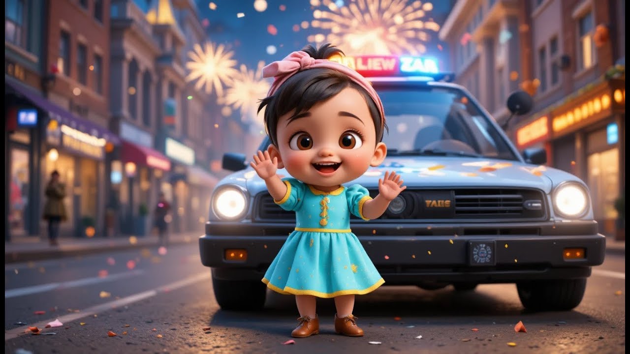 Спасение на полицейской машине в новогоднюю ночь | Новогодняя песня для детей | Обучение для малышей