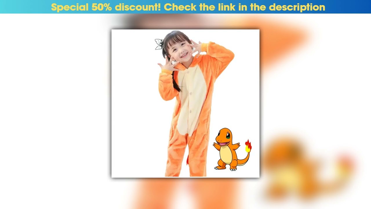 Discount Onesie For Kids Charmander Flannel Pokemon Cosplay Costume Halloween Kigurumi Children Ful