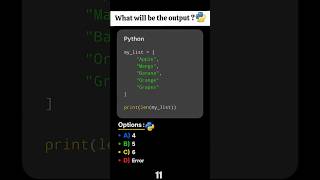 𝗣𝘆𝘁𝗵𝗼𝗻 𝗗𝗮𝗶𝗹𝘆 𝗗𝗼𝘀𝗲 🧠 Python List Length Challenge Looks super… #shorts #python