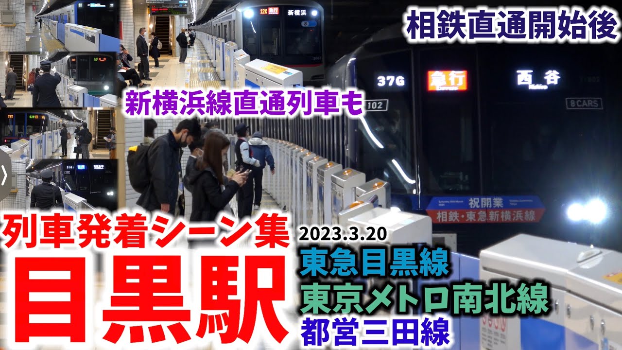 【新横浜線開業後】目黒駅列車発着シーン集[東急目黒線,東京メトロ南北線,都営三田線,東急新横浜線,東急線]（2023.3.20）
