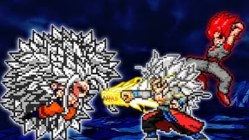 Goku SSJ Infinity Ultra Instinct (New) VS Xeno Goku V2 (all form) & Evil Goku TP (all form) in Mugen