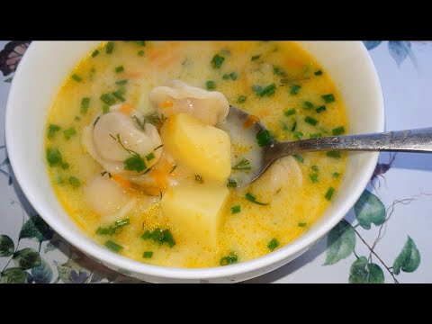 Видео рецепт Сырный суп с пельменями